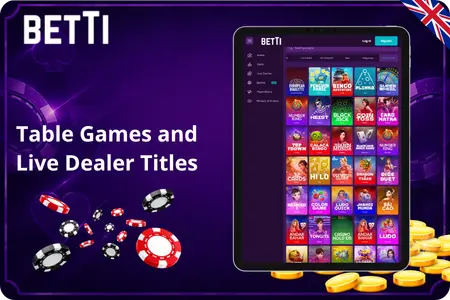Betti Casino live casino section